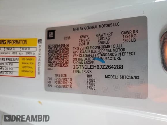 ✅ 2018 GMC Sierra 1500 • VIN: 1GTN1LEH6JZ264288 • Лот: 63296525. Опубликован ранее на Copart с пробегом 38 778 миль. Бесплатный доступ к архиву аукционных продаж из США и подробный отчёт об истории автомобиля на DreamBid. Изображение 12.