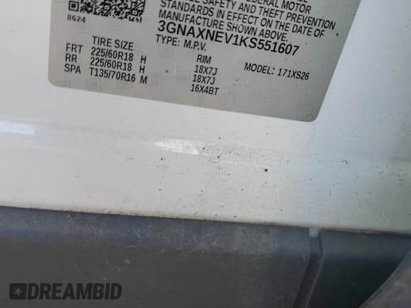 ✅ 2019 Chevrolet Equinox Premier • VIN: 3GNAXNEV1KS551607 • Лот: 89626885. Опубликован ранее на Copart с пробегом 154 903 миль. Бесплатный доступ к архиву аукционных продаж из США и подробный отчёт об истории автомобиля на DreamBid. Изображение 12.