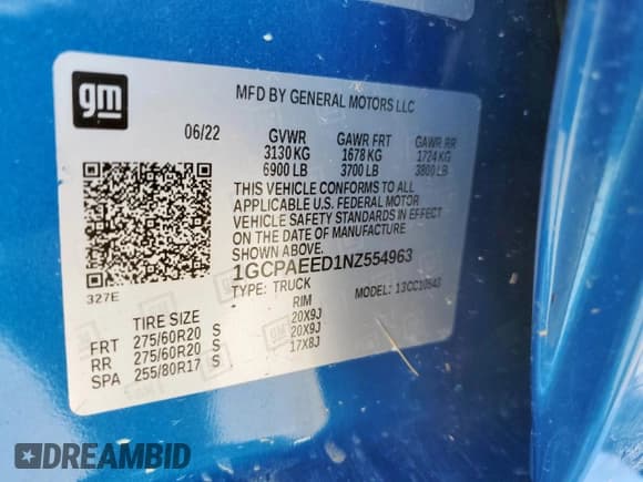 ✅ 2022 Chevrolet Silverado 1500 LTZ • VIN: 1GCPAEED1NZ554963 • Lot: 60263305. Wystawiony na Copart z przebiegiem 31 814 mil. Bezpłatny archiwum sprzedaży aukcyjnych z USA i szczegółowy raport historii pojazdu na DreamBid. Zdjęcie 12.
