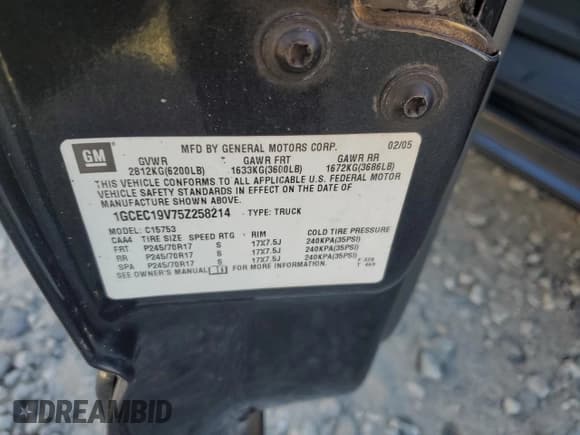 ✅ 2005 Chevrolet Silverado 1500 LS • VIN: 1GCEC19V75Z258214 • Lot: 71930004. Listed on Copart with 178,318 mi. Free auction sales archive from the USA and detailed vehicle history report at DreamBid. Image 12.