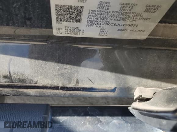 ✅ 2018 Chevrolet Tahoe LT • VIN: 1GNSCBKC9JR156674 • Лот: 86609145. Опубликован ранее на Copart с пробегом 133 838 миль. Бесплатный доступ к архиву аукционных продаж из США и подробный отчёт об истории автомобиля на DreamBid. Изображение 14.