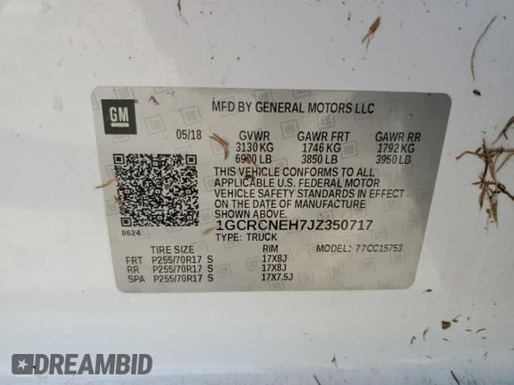 ✅ 2018 Chevrolet Silverado 1500 Work Truck • VIN: 1GCRCNEH7JZ350717 • Лот: 64316154. Опубликован ранее на Copart с пробегом 203 392 миль. Бесплатный доступ к архиву аукционных продаж из США и подробный отчёт об истории автомобиля на DreamBid. Изображение 12.