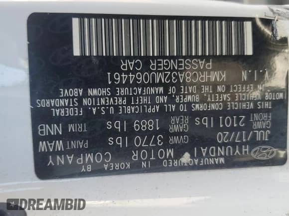 2021 Hyundai Venue SEL с VIN KMHRC8A32MU064461, выставлен на аукционе Copart как лот 75646854 с пробегом 88 141 миль миль и Списание • Salvage title. История ставок и продаж доступна на DreamBid. Изображение 14.