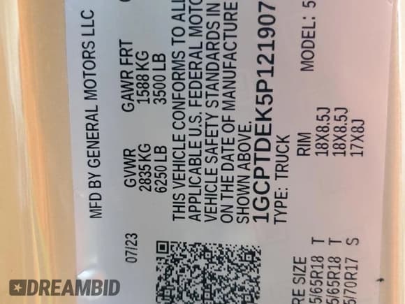 ✅ 2023 Chevrolet Colorado 4WD Z71 • VIN: 1GCPTDEK5P1219077 • Lot: 71033785. Listed on Copart with 20,270 mi. Free auction sales archive from the USA and detailed vehicle history report at DreamBid. Image 12.