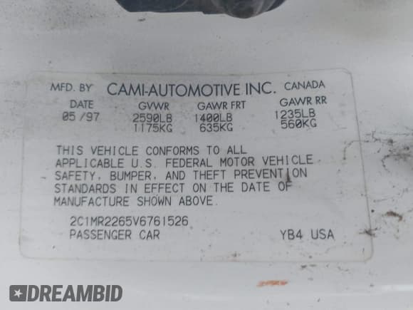 ✅ 1997 Chevrolet Metro • VIN: 2C1MR2265V6761526 • Лот: 41586216. Опубликован ранее на IAAI с пробегом 187 530 миль. Бесплатный доступ к архиву аукционных продаж из США и подробный отчёт об истории автомобиля на DreamBid. Изображение 9.