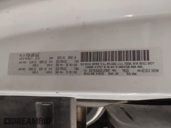 ✅ 2016 Ram ProMaster Cargo • VIN: 3C6TRVAG2GE127837 • Lot: 43027052. Wystawiony na IAAI z przebiegiem 339 842 mil. Bezpłatny archiwum sprzedaży aukcyjnych z USA i szczegółowy raport historii pojazdu na DreamBid. Zdjęcie 9.