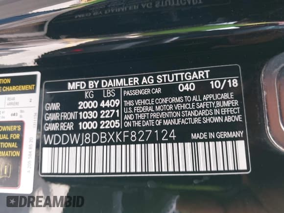 ✅ 2019 Mercedes-Benz C 300 • VIN: WDDWJ8DBXKF827124 • Lot: 42391477. Listed on IAAI with 72,546 mi. Free auction sales archive from the USA and detailed vehicle history report at DreamBid. Image 9.