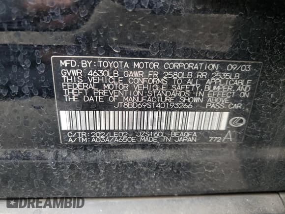 ✅ 2004 Lexus GS 300 • VIN: JT8BD69S140193266 • Lot: 83996785. Wystawiony na Copart z przebiegiem 245 249 mil. Bezpłatny archiwum sprzedaży aukcyjnych z USA i szczegółowy raport historii pojazdu na DreamBid. Zdjęcie 13.