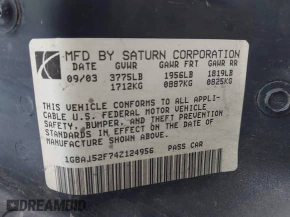 2004 Saturn ION ION 2 z VIN 1G8AJ52F74Z124956, wystawiony jako IAAI lot #43041434 z przebiegiem 149 000 mil mil oraz . Historia ofert i sprzedaży dostępna na DreamBid. Obrazek 9.