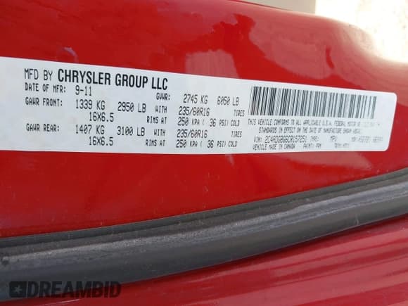 ✅ 2012 Dodge Grand Caravan SE • VIN: 2C4RDGBG6CR157251 • Lot: 43327010. Listed on IAAI with 102,759 mi. Free auction sales archive from the USA and detailed vehicle history report at DreamBid. Image 9.