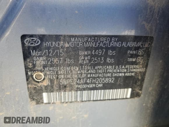 ✅ 2015 Hyundai Sonata SE • VIN: 5NPE24AF4FH205892 • Лот: 70997685. Опубликован ранее на Copart с пробегом 155 780 миль. Бесплатный доступ к архиву аукционных продаж из США и подробный отчёт об истории автомобиля на DreamBid. Изображение 12.