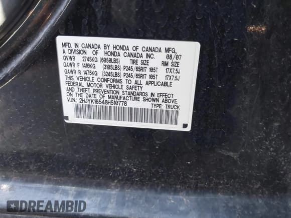 ✅ 2008 Honda Ridgeline RTL • VIN: 2HJYK16548H510778 • Lot: 43431500. Wystawiony na IAAI z przebiegiem 113 252 mil. Bezpłatny archiwum sprzedaży aukcyjnych z USA i szczegółowy raport historii pojazdu na DreamBid. Zdjęcie 9.