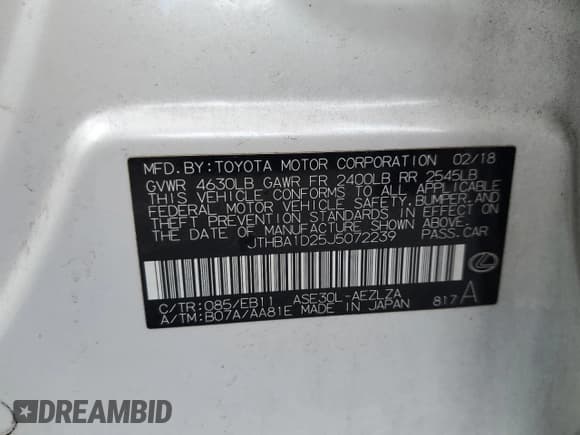 ✅ 2018 Lexus IS 300 F Sport • VIN: JTHBA1D25J5072239 • Lot: 90849645. Listed on Copart with 41,397 mi. Free auction sales archive from the USA and detailed vehicle history report at DreamBid. Image 13.