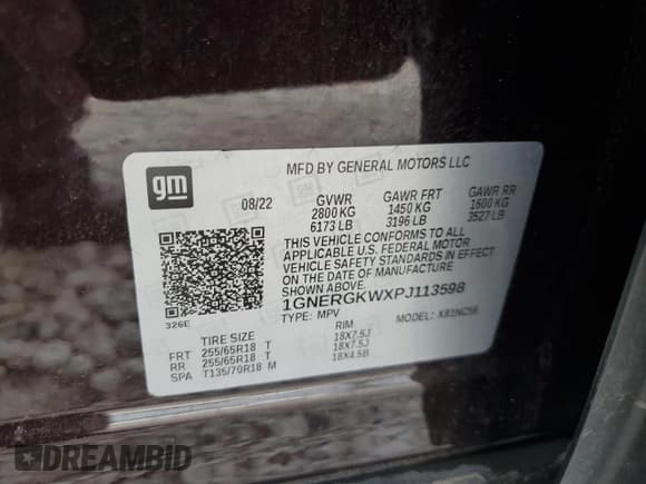 ✅ 2023 Chevrolet Traverse LT Cloth • VIN: 1GNERGKWXPJ113598 • Lot: 60712005. Listed on Copart with 17,089 mi. Free auction sales archive from the USA and detailed vehicle history report at DreamBid. Image 13.