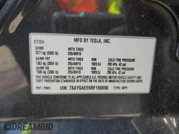 ✅ 2024 Tesla Model Y Long Range • VIN: 7SAYGAEE6RF160698 • Lot: 54691245. Wystawiony na Copart z przebiegiem 6 834 mil. Bezpłatny archiwum sprzedaży aukcyjnych z USA i szczegółowy raport historii pojazdu na DreamBid. Zdjęcie 14.