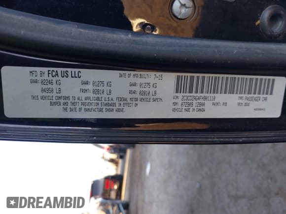 ✅ 2015 Dodge Challenger SXT • VIN: 2C3CDZAG4FH901110 • Lot: 43562137. Listed on IAAI with 121,046 mi. Free auction sales archive from the USA and detailed vehicle history report at DreamBid. Image 9.