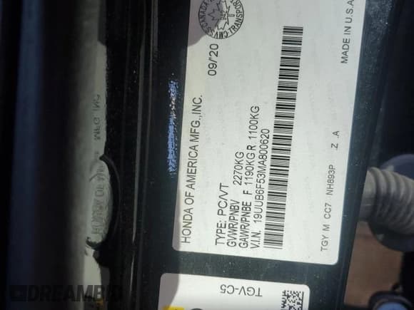 ✅ 2021 Acura TLX w/A-Spec Package • VIN: 19UUB6F53MA800620 • Lot: 81126115. Listed on Copart with 106,612 mi. Free auction sales archive from the USA and detailed vehicle history report at DreamBid. Image 12.