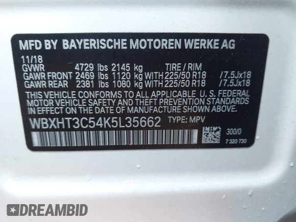 ✅ 2019 BMW X1 xDrive28i • VIN: WBXHT3C54K5L35662 • Lot: 43253812. Listed on IAAI with 56,543 mi. Free auction sales archive from the USA and detailed vehicle history report at DreamBid. Image 9.