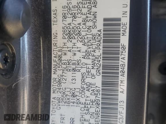 ✅ 2014 Toyota Tacoma • VIN: 5TFLU4EN8EX097587 • Lot: 70897275. Listed on Copart with Not provided. Free auction sales archive from the USA and detailed vehicle history report at DreamBid. Image 12.