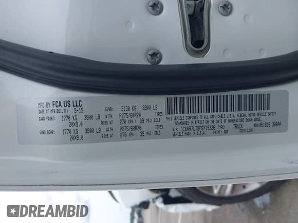 ✅ 2015 Ram 1500 Sport • VIN: 1C6RR7UT9FS719326 • Lot: 42349197. Listed on IAAI with 156,189 mi. Free auction sales archive from the USA and detailed vehicle history report at DreamBid. Image 9.