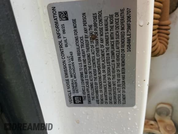 ✅ 2021 Chevrolet Silverado 1500 • VIN: 1GB4WLE75MF306707 • Лот: 58062155. Опубликован ранее на Copart с пробегом 75 299 миль. Бесплатный доступ к архиву аукционных продаж из США и подробный отчёт об истории автомобиля на DreamBid. Изображение 12.