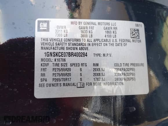 2011 Chevrolet Tahoe LTZ с VIN 1GNSKCE07BR400284, выставлен на аукционе IAAI как лот 43077478 с пробегом 151 694 миль миль и . История ставок и продаж доступна на DreamBid. Изображение 9.