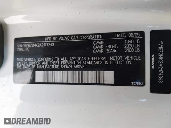 ✅ 2010 Volvo C30 • VIN: YV1672MK2A2174343 • Lot: 43651351. Wystawiony na IAAI z przebiegiem 150 873 mil. Bezpłatny archiwum sprzedaży aukcyjnych z USA i szczegółowy raport historii pojazdu na DreamBid. Zdjęcie 9.