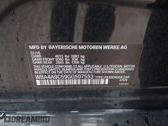 ✅ 2016 BMW 4 Series 428i • VIN: WBA4A9C59GG507553 • Лот: 43490927. Опубликован ранее на IAAI с пробегом 137 482 миль. Бесплатный доступ к архиву аукционных продаж из США и подробный отчёт об истории автомобиля на DreamBid. Изображение 9.