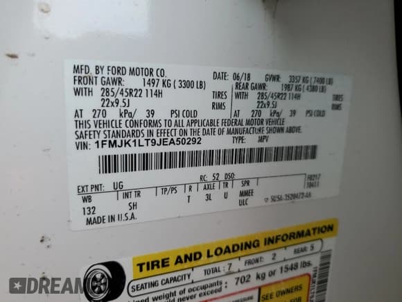 ✅ 2018 Ford Expedition Max Platinum • VIN: 1FMJK1LT9JEA50292 • Лот: 46458835. Опубликован ранее на Copart с пробегом 90 879 миль. Бесплатный доступ к архиву аукционных продаж из США и подробный отчёт об истории автомобиля на DreamBid. Изображение 14.