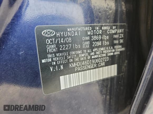 ✅ 2009 Hyundai Elantra GLS • VIN: KMHDU46D19U602723 • Лот: 82753555. Опубликован ранее на Copart с пробегом 134 677 миль. Бесплатный доступ к архиву аукционных продаж из США и подробный отчёт об истории автомобиля на DreamBid. Изображение 12.