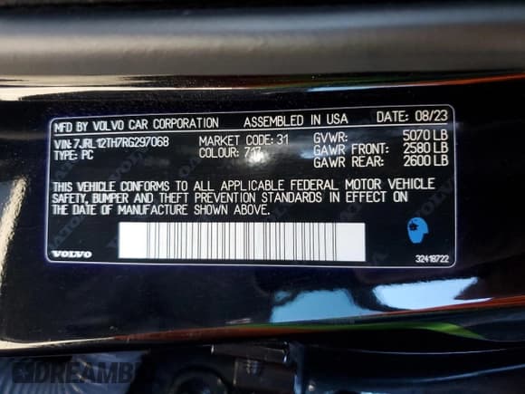 ✅ 2024 Volvo S60 Plus Black Edition • VIN: 7JRL12TH7RG297068 • Lot: 86850815. Wystawiony na Copart z przebiegiem 19 726 mil. Bezpłatny archiwum sprzedaży aukcyjnych z USA i szczegółowy raport historii pojazdu na DreamBid. Zdjęcie 12.