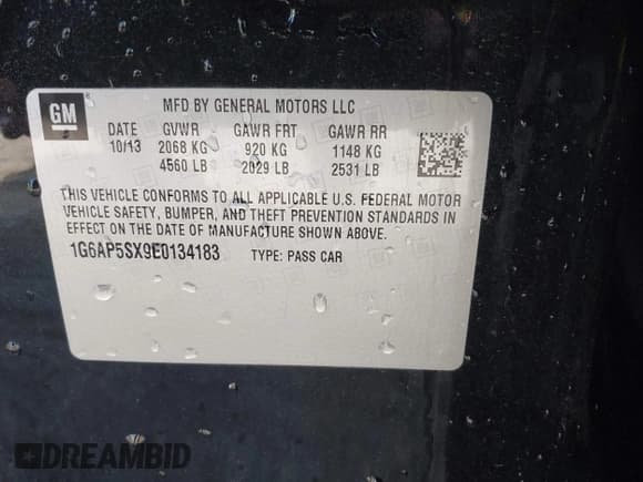 ✅ 2014 Cadillac CTS RWD • VIN: 1G6AP5SX9E0134183 • Lot: 42190674. Listed on IAAI with 59,603 mi. Free auction sales archive from the USA and detailed vehicle history report at DreamBid. Image 9.