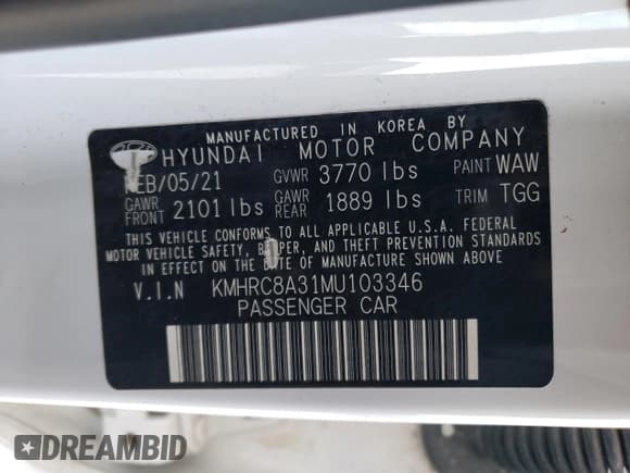 ✅ 2021 Hyundai Venue SEL • VIN: KMHRC8A31MU103346 • Лот: 79427494. Опубликован ранее на Copart с пробегом 50 840 миль. Бесплатный доступ к архиву аукционных продаж из США и подробный отчёт об истории автомобиля на DreamBid. Изображение 16.