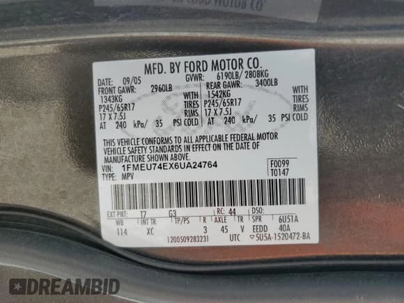 ✅ 2006 Ford Explorer Eddie Bauer • VIN: 1FMEU74EX6UA24764 • Lot: 55157275. Wystawiony na Copart z przebiegiem 162 220 mil. Bezpłatny archiwum sprzedaży aukcyjnych z USA i szczegółowy raport historii pojazdu na DreamBid. Zdjęcie 14.