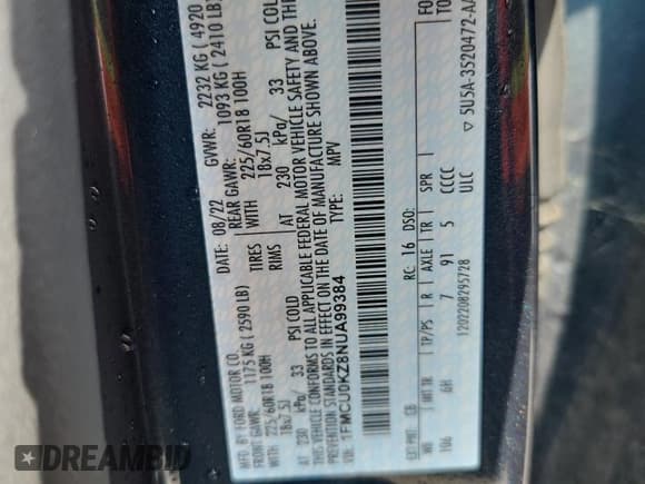 ✅ 2022 Ford Escape SEL Plug-In Hybrid • VIN: 1FMCU0KZ8NUA99384 • Lot: 68816595. Wystawiony na Copart z przebiegiem 30 453 mil. Bezpłatny archiwum sprzedaży aukcyjnych z USA i szczegółowy raport historii pojazdu na DreamBid. Zdjęcie 13.