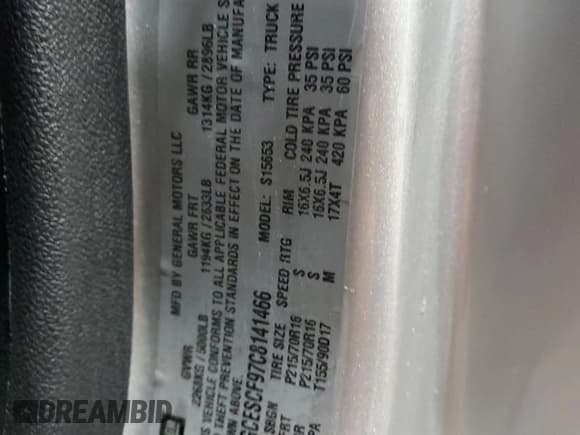 ✅ 2012 Chevrolet Colorado 1LT • VIN: 1GCESCF97C8141466 • Лот: 64474165. Опубликован ранее на Copart с пробегом 140 859 миль. Бесплатный доступ к архиву аукционных продаж из США и подробный отчёт об истории автомобиля на DreamBid. Изображение 12.