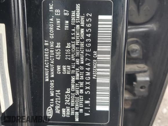 ✅ 2014 Kia Optima LX • VIN: 5XXGM4A77EG345652 • Lot: 83796115. Listed on Copart with 201,398 mi. Free auction sales archive from the USA and detailed vehicle history report at DreamBid. Image 12.