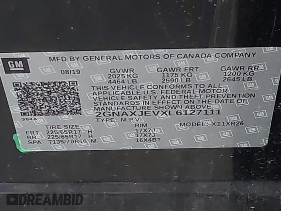 ✅ 2020 Chevrolet Equinox LT • VIN: 2GNAXJEVXL6127111 • Лот: 42617689. Опубликован ранее на IAAI с пробегом 67 096 миль. Бесплатный доступ к архиву аукционных продаж из США и подробный отчёт об истории автомобиля на DreamBid. Изображение 9.