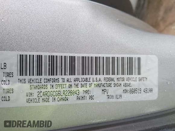 ✅ 2020 Dodge Grand Caravan SXT • VIN: 2C4RDGCG6LR228043 • Лот: 43783580. Опубликован ранее на IAAI с пробегом 209 393 миль. Бесплатный доступ к архиву аукционных продаж из США и подробный отчёт об истории автомобиля на DreamBid. Изображение 9.