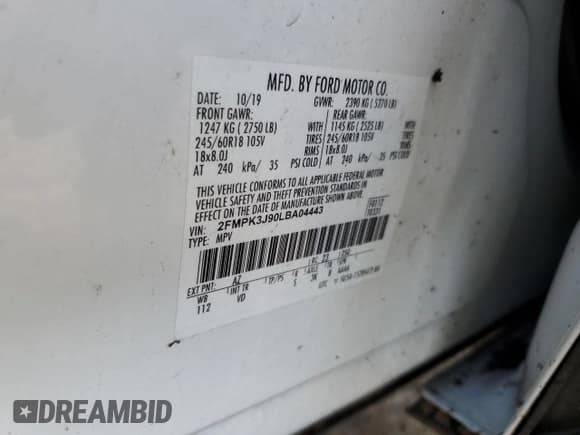 ✅ 2020 Ford Edge SEL • VIN: 2FMPK3J90LBA04443 • Lot: 56929125. Wystawiony na Copart z przebiegiem Nie podano. Bezpłatny archiwum sprzedaży aukcyjnych z USA i szczegółowy raport historii pojazdu na DreamBid. Zdjęcie 13.