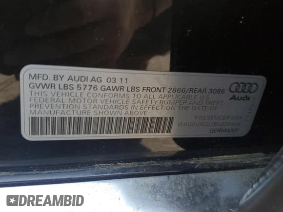 ✅ 2011 Audi A8 • VIN: WAUAVAFD2BN020808 • Lot: 66963835. Wystawiony na Copart z przebiegiem 127 003 mil. Bezpłatny archiwum sprzedaży aukcyjnych z USA i szczegółowy raport historii pojazdu na DreamBid. Zdjęcie 12.