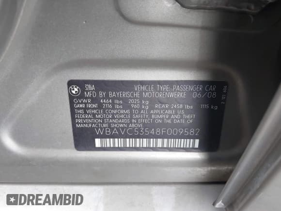 ✅ 2008 BMW 3 Series 328i • VIN: WBAVC53548F009582 • Лот: 43751515. Опубликован ранее на IAAI с пробегом 88 281 миль. Бесплатный доступ к архиву аукционных продаж из США и подробный отчёт об истории автомобиля на DreamBid. Изображение 9.