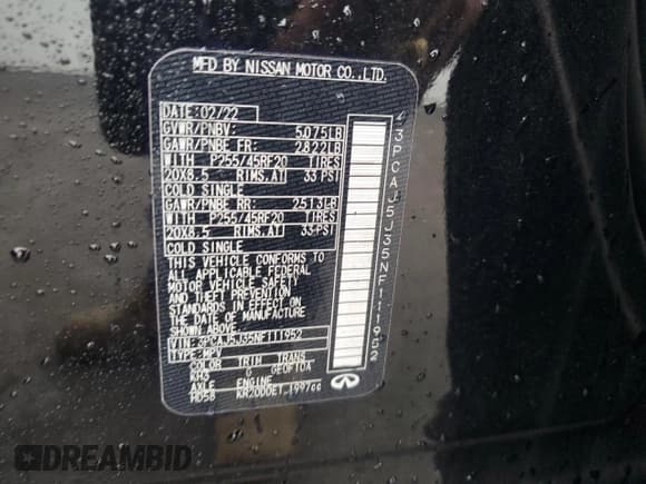 ✅ 2022 Infiniti QX55 Luxe • VIN: 3PCAJ5J35NF111952 • Лот: 55133504. Опубликован ранее на Copart с пробегом 38 499 миль. Бесплатный доступ к архиву аукционных продаж из США и подробный отчёт об истории автомобиля на DreamBid. Изображение 13.