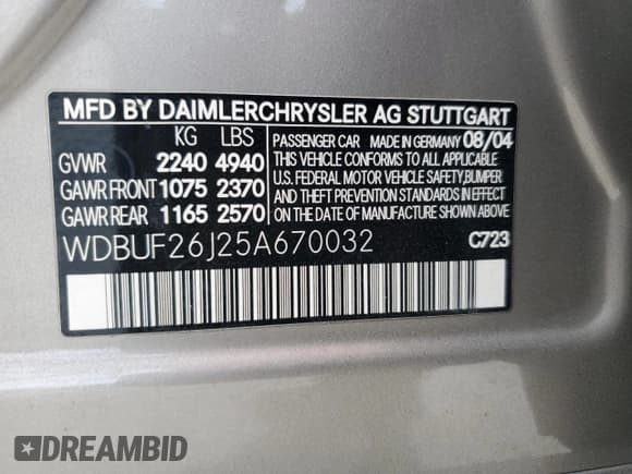 ✅ 2005 Mercedes-Benz E 320 CDI • VIN: WDBUF26J25A670032 • Лот: 71183025. Опубликован ранее на Copart с пробегом 96 988 миль. Бесплатный доступ к архиву аукционных продаж из США и подробный отчёт об истории автомобиля на DreamBid. Изображение 13.