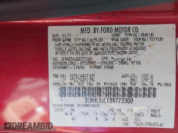 ✅ 2011 Lincoln MKZ • VIN: 3LNHL2JCXBR773300 • Лот: 43182829. Опубликован ранее на IAAI с пробегом 179 765 миль. Бесплатный доступ к архиву аукционных продаж из США и подробный отчёт об истории автомобиля на DreamBid. Изображение 9.