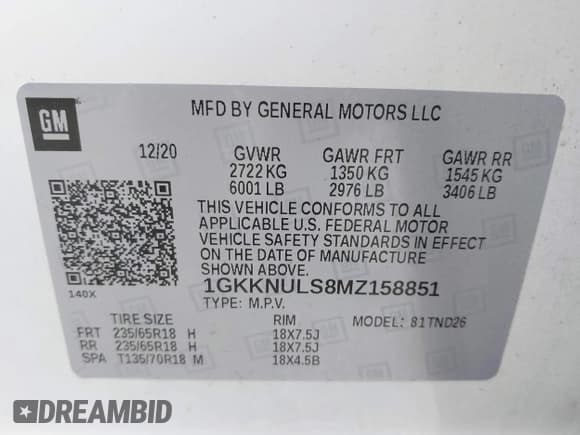 ✅ 2021 GMC Acadia SLT • VIN: 1GKKNULS8MZ158851 • Lot: 42676084. Listed on IAAI with 47,722 mi. Free auction sales archive from the USA and detailed vehicle history report at DreamBid. Image 9.