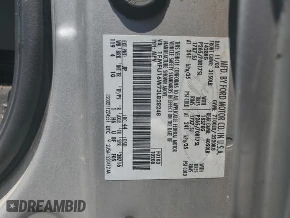 ✅ 2003 Ford Expedition XLT Value • VIN: 1FMFU16W73LB28248 • Lot: 65766995. Listed on Copart with 294,121 mi. Free auction sales archive from the USA and detailed vehicle history report at DreamBid. Image 13.