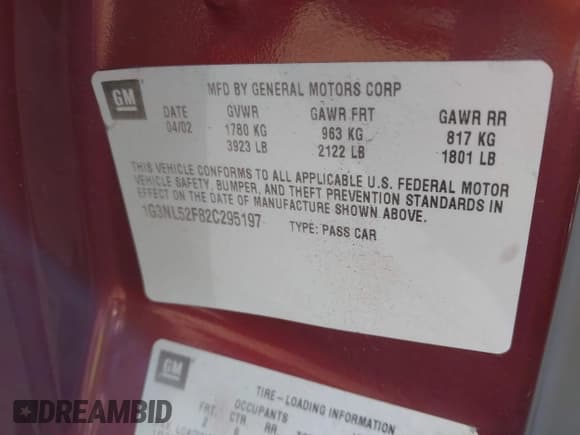 ✅ 2002 Oldsmobile Alero GL1 • VIN: 1G3NL52F82C295197 • Lot: 41235349. Wystawiony na IAAI z przebiegiem 159 981 mil. Bezpłatny archiwum sprzedaży aukcyjnych z USA i szczegółowy raport historii pojazdu na DreamBid. Zdjęcie 9.