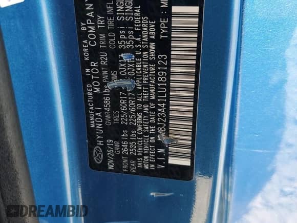 2020 Hyundai Tucson SE z VIN KM8J23A41LU189123, wystawiony jako Copart lot #81320475 z przebiegiem 133 445 mil mil oraz Szkoda całkowita • Salvage title. Historia ofert i sprzedaży dostępna na DreamBid. Obrazek 14.