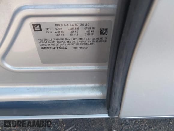 ✅ 2015 Buick LaCrosse Leather • VIN: 1G4GB5G3XFF286642 • Lot: 43630158. Listed on IAAI with 196,128 mi. Free auction sales archive from the USA and detailed vehicle history report at DreamBid. Image 9.